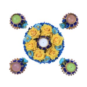 Fabric blue ball/yellow Rangoli