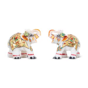 Marble Elephant Pair